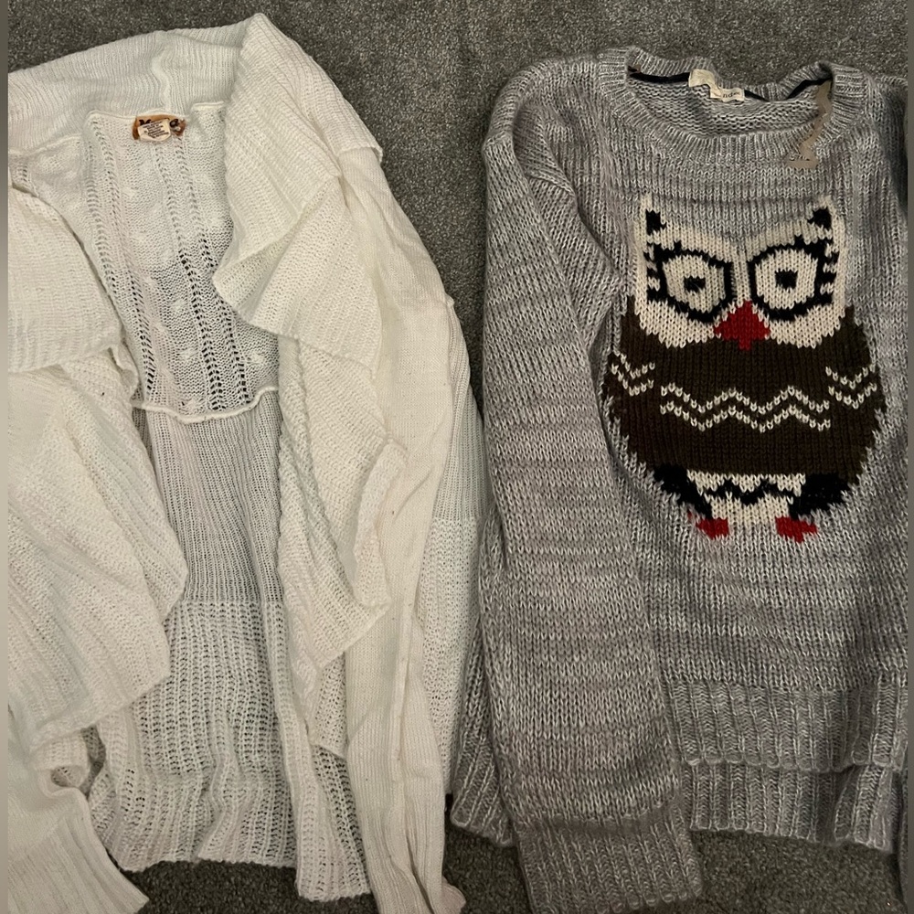 Rewind Grey Sweater Brown Owl Design Size M